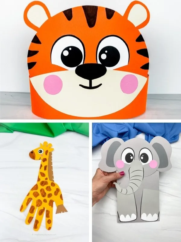 kids' zoo animal crafts image collage