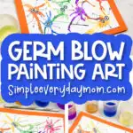 germ blow painting with straws art project image collage with the words germ blow painting art