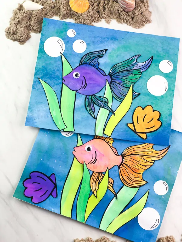 watercolor fish painting for kids