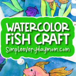 fish painting activity image collage with the words watercolor fish craft