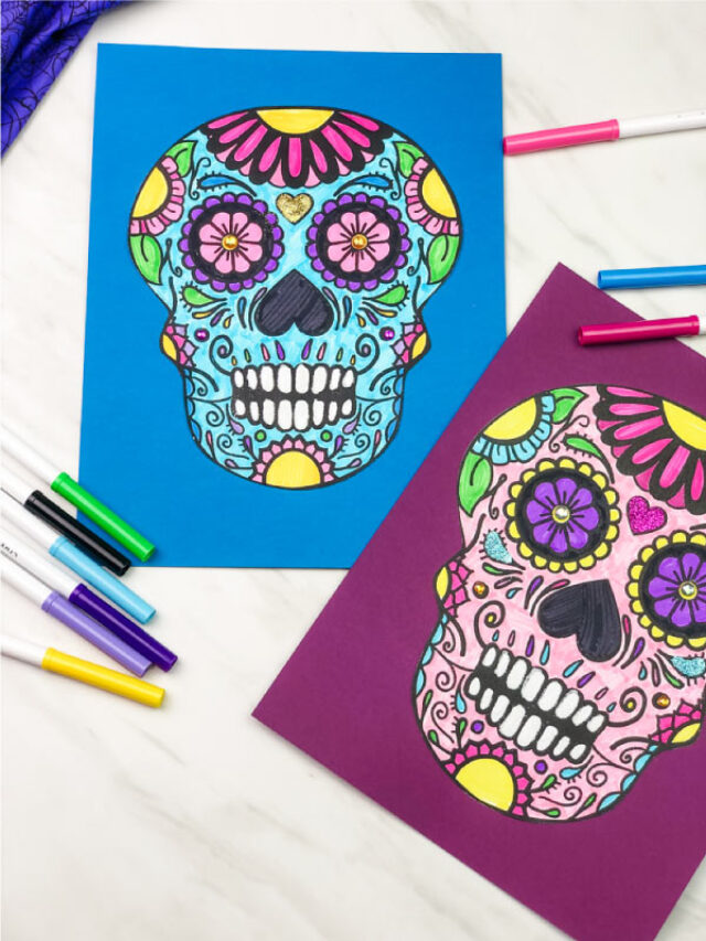 2 sugar skull art projects