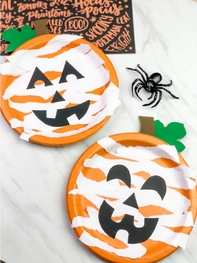 Paper Plate Pumpkin Craft For Kids [Free Template] Story