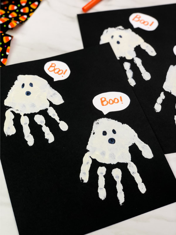 handprint ghost art for kids