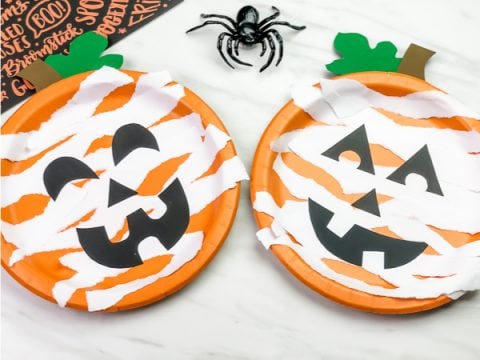 Paper Plate Mummy Pumpkin Craft For Kids [Free Template]