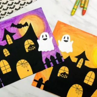Oil Pastel Haunted House Craft For Kids