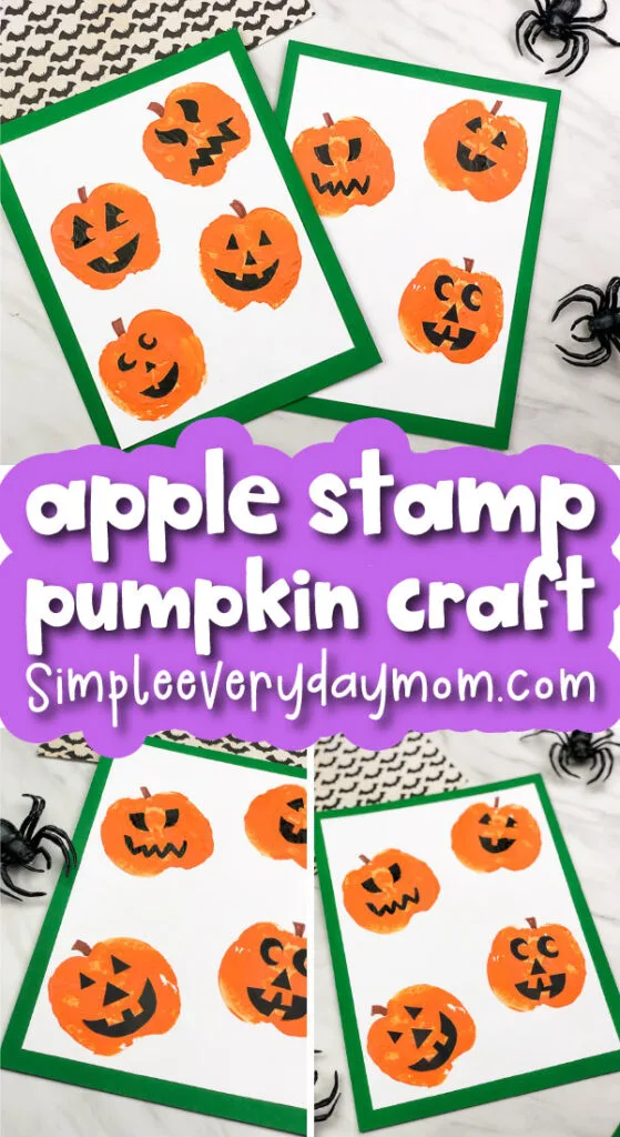 jack o'lantern art for kids with the words apple stamp pumpkin craft