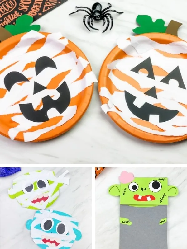 Halloween kids crafts image collage 