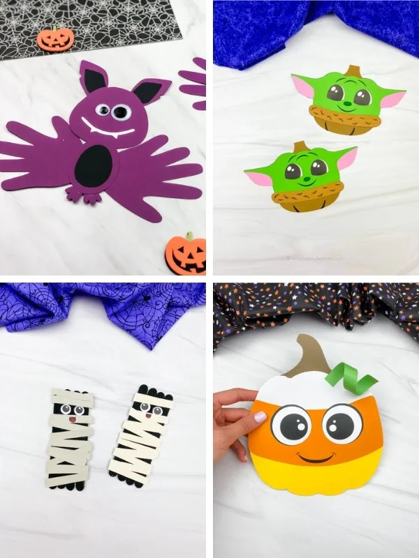 Halloween kids crafts image collage