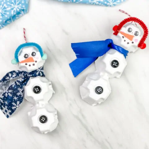 Egg Carton Snowman Ornament Craft