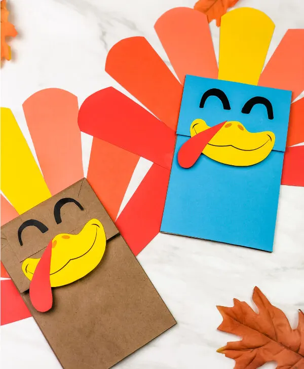 2 paper bag turkey crafts