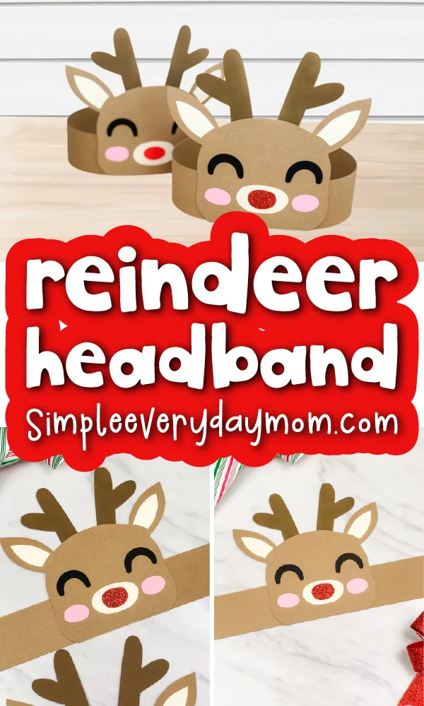 reindeer headband craft image collage with the words reindeer headband