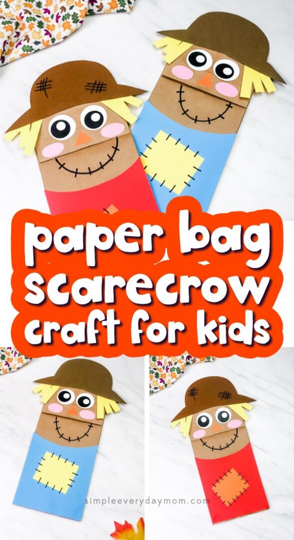 CUTEST Paper Bag Scarecrow Puppet Craft For Kids [Free Template]