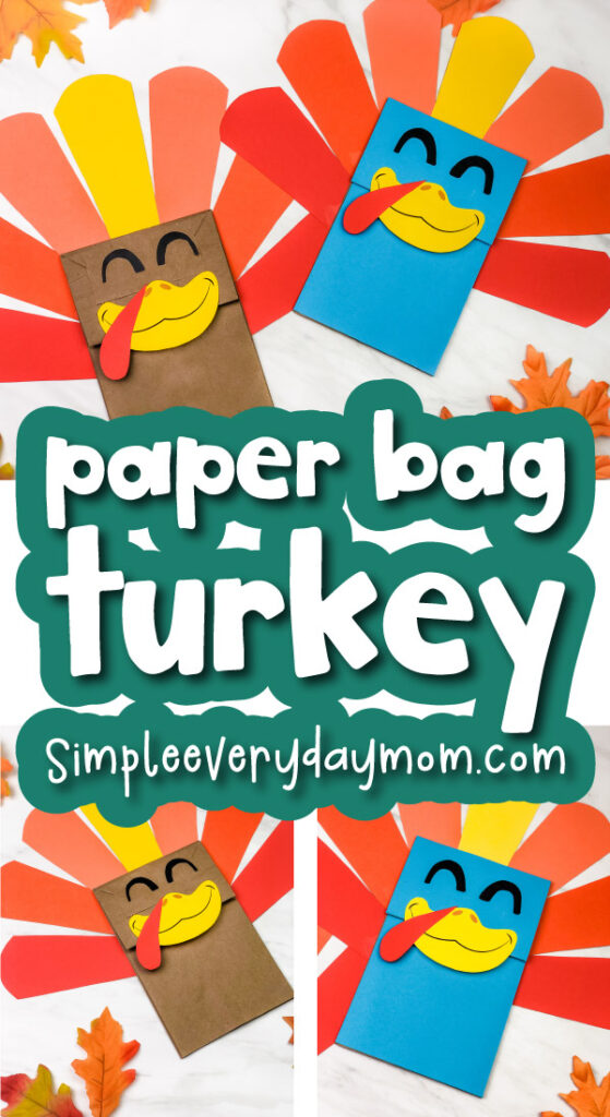 paper bag turkey craft image collage with the words paper bag turkey