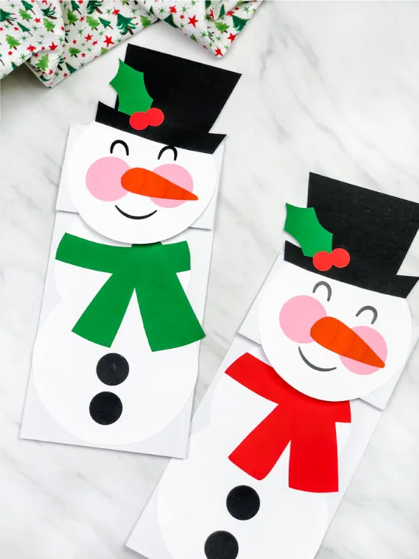2 paper bag snowmen crafts
