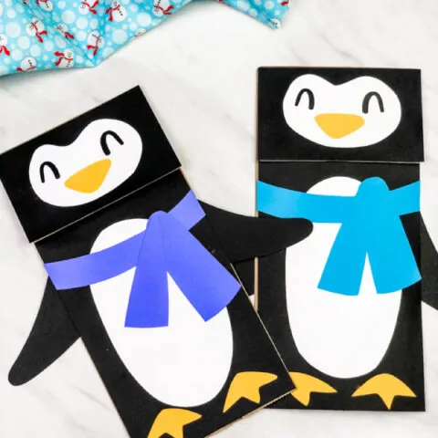 two paper bag penguin crafts