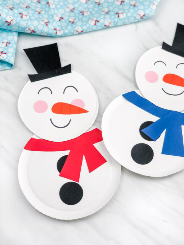 Snowman Paper Plate Craft For Kids [Free Template] Story