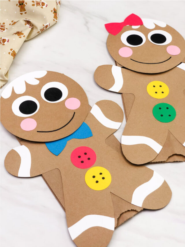 Gingerbread Man Paper Bag Puppet Craft [Free Template] Story