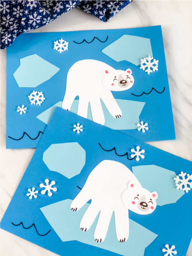 Polar Bear Handprint Craft [Free Template] Story