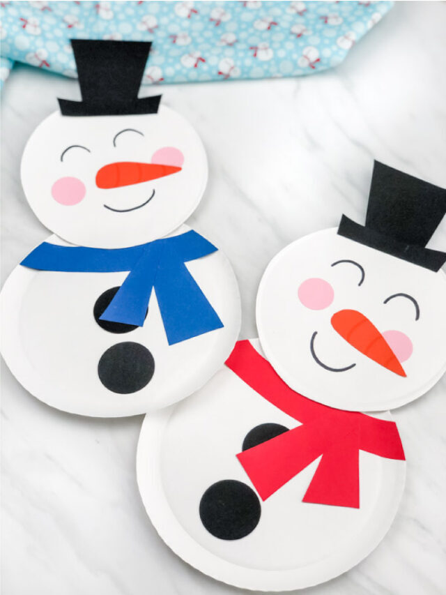 Snowman Paper Plate Craft For Kids [Free Template] Story