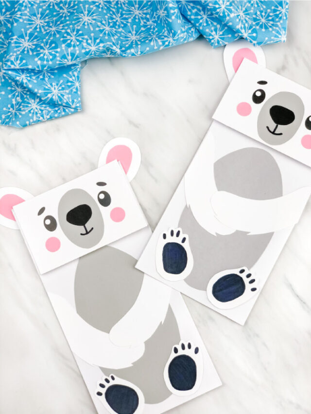 Polar Bear Paper Bag Puppet [Free Template] Story