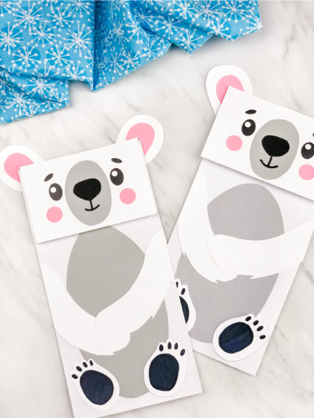 Polar Bear Paper Bag Puppet [Free Template] Story