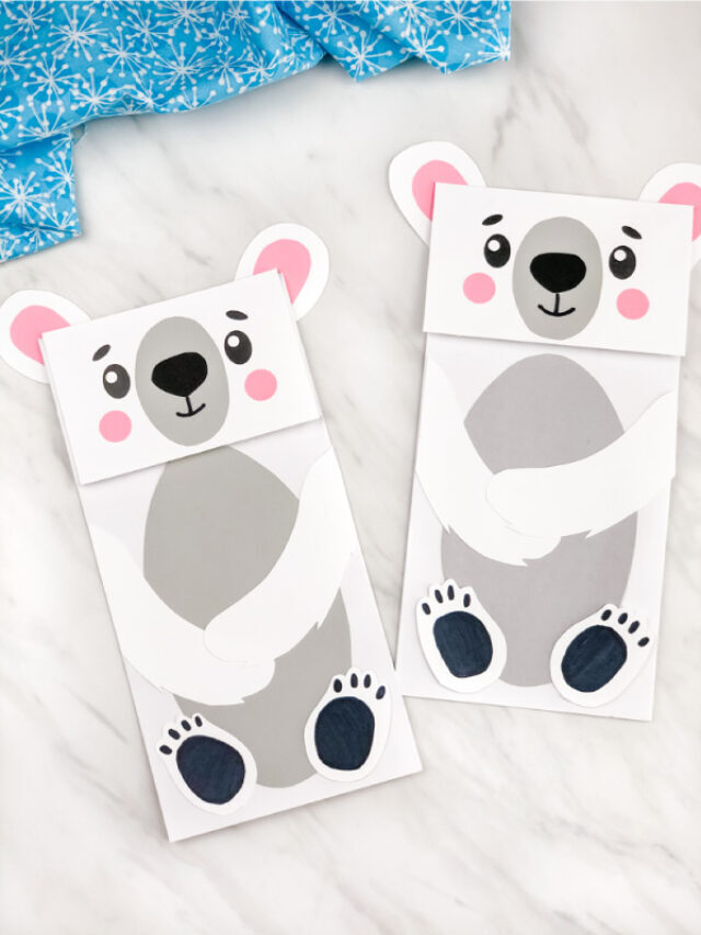 Polar Bear Paper Bag Puppet [Free Template] Story
