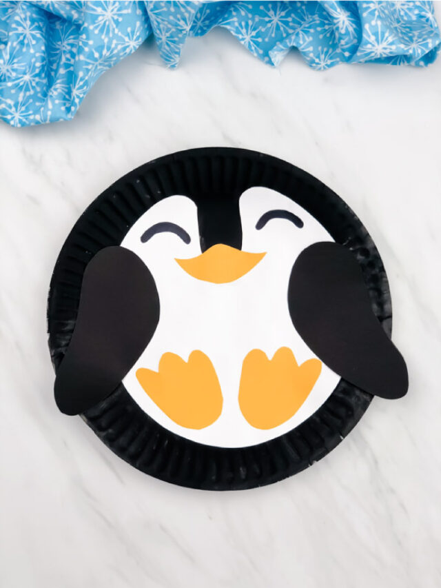 Paper plate penguin craft