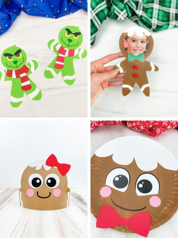 gingerbread man crafts for kids image collage