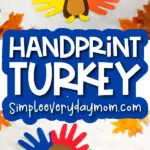 handprint turkey craft image collage with the words handprint turkey