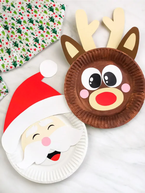 paper plate Santa and reindeer craft