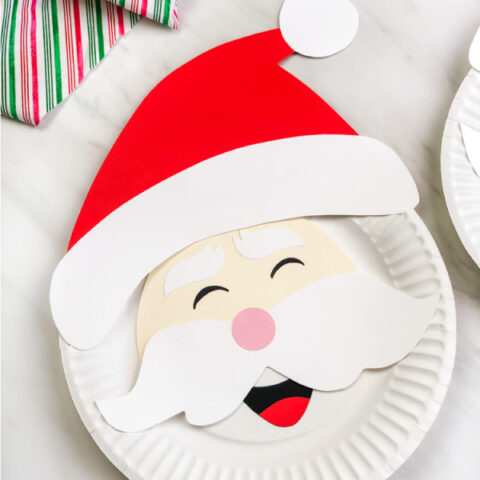 closeup of Santa paper plate craft