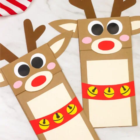 two paper bag reindeer crafts