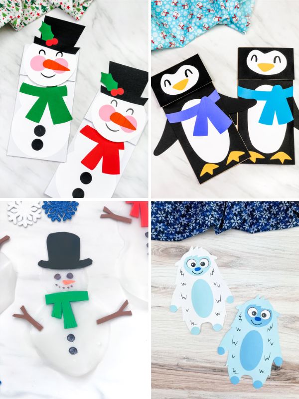 collage of winter crafts