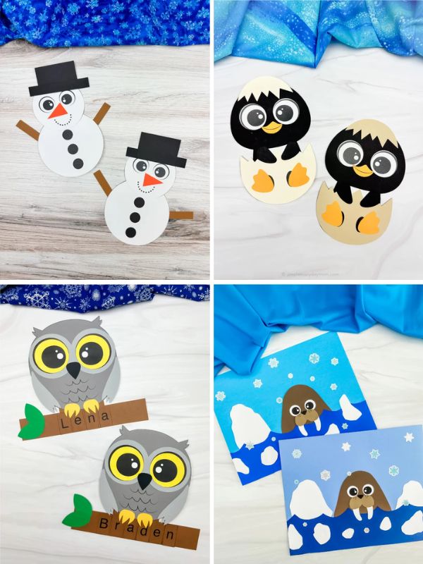 collage of winter wonderland craft ideas