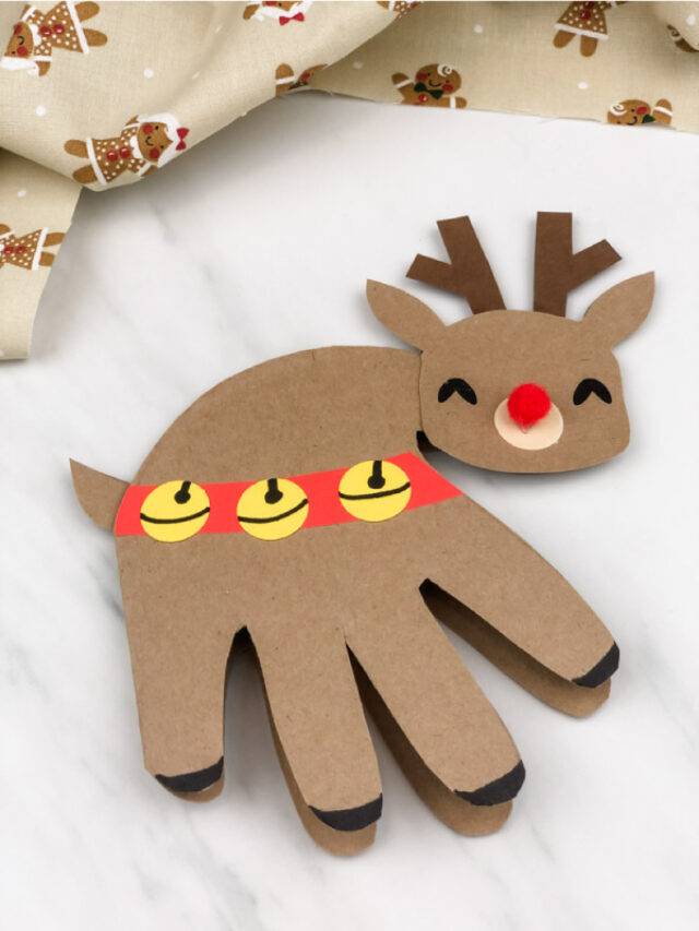 Handprint Reindeer Card For Christmas [FREE Template] Story