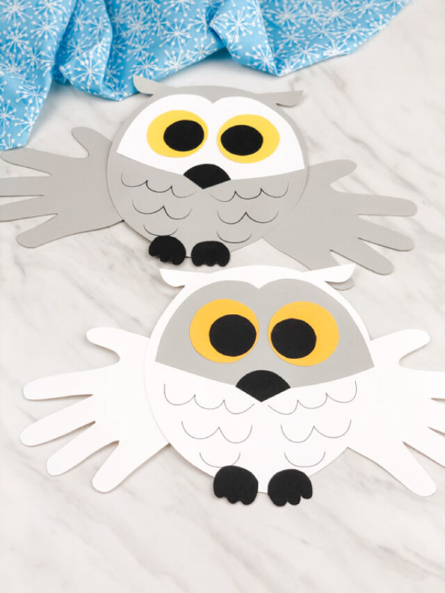 Handprint Snowy Owl Craft For Kids [Free Template] Story