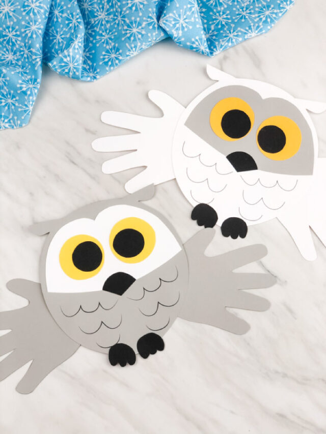 Handprint Snowy Owl Craft For Kids [Free Template] Story