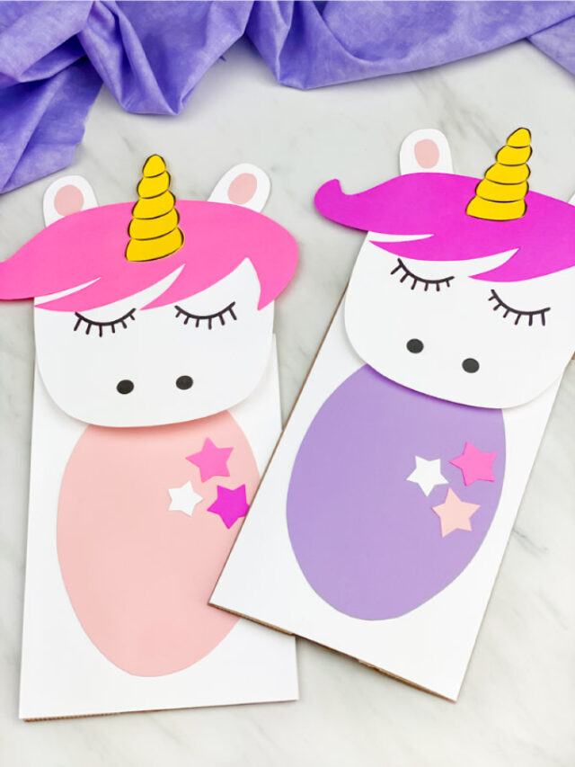 Unicorn Paper Bag Puppet Craft For Kids [Free Template] Story