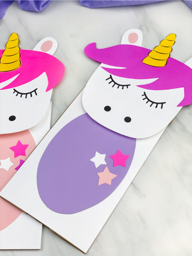 Unicorn Paper Bag Puppet Craft For Kids [Free Template] Story