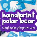 polar bear craft image collage with the words handprint polar bear