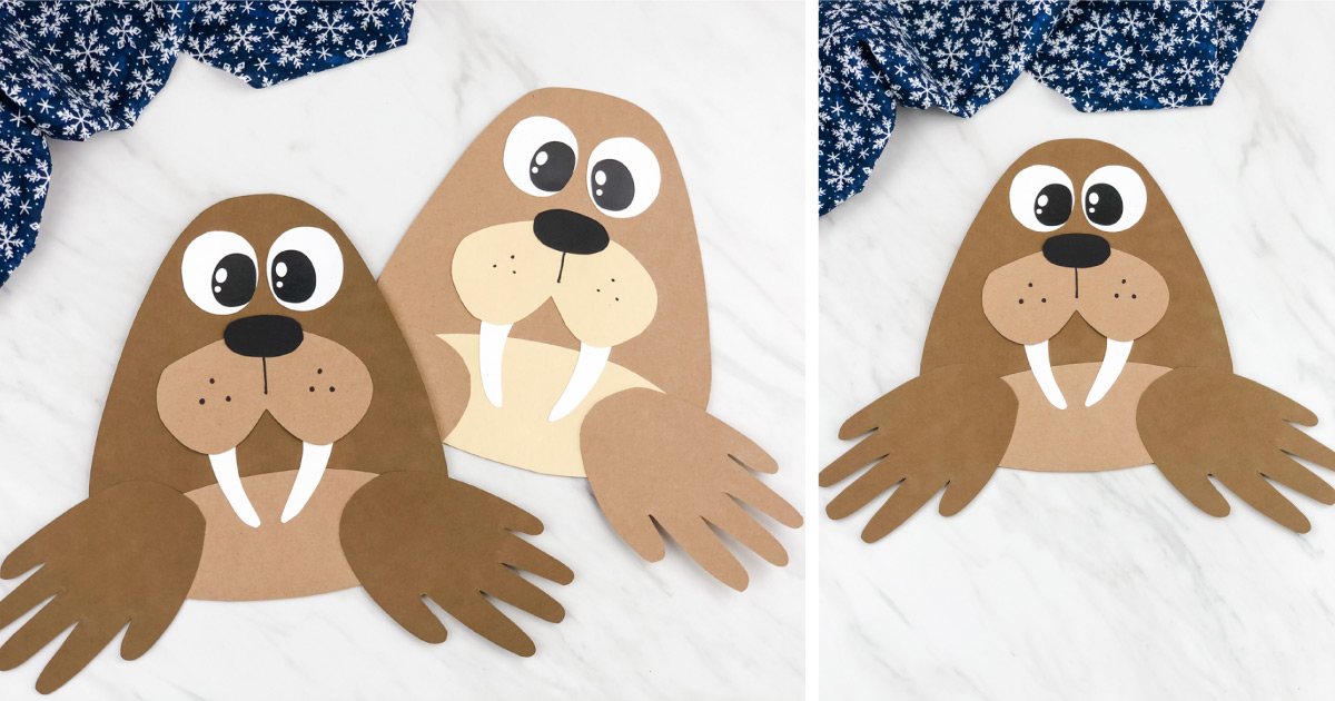Handprint Walrus Craft For Kids [Free Template]