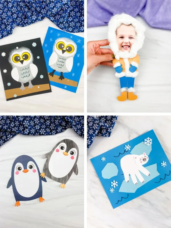 winter crafts for kids image collage