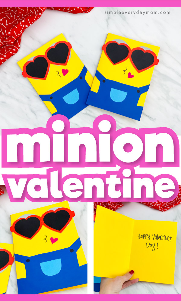 Collage of minion card craft images with the words minion valentine in the middle 