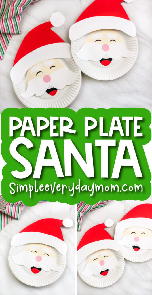 paper plate Santa craft image collage with the words paper plate Santa