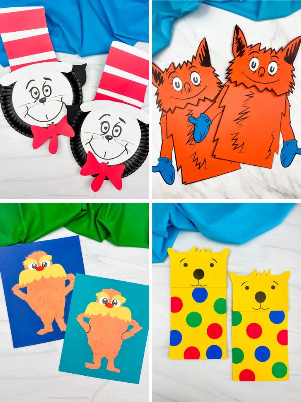 collage of happy birthday dr seuss crafts
