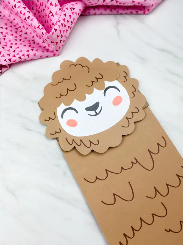 light brown llama paper bag puppet craft 