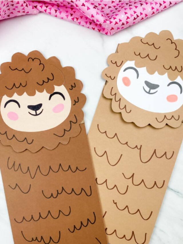 Cute Llama Paper Bag Puppet Craft [Free Template] Story