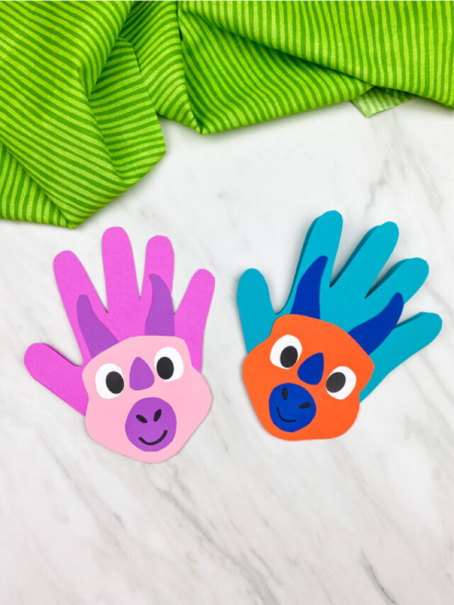 Handprint Dinosaur Card Craft [Free Template] Story