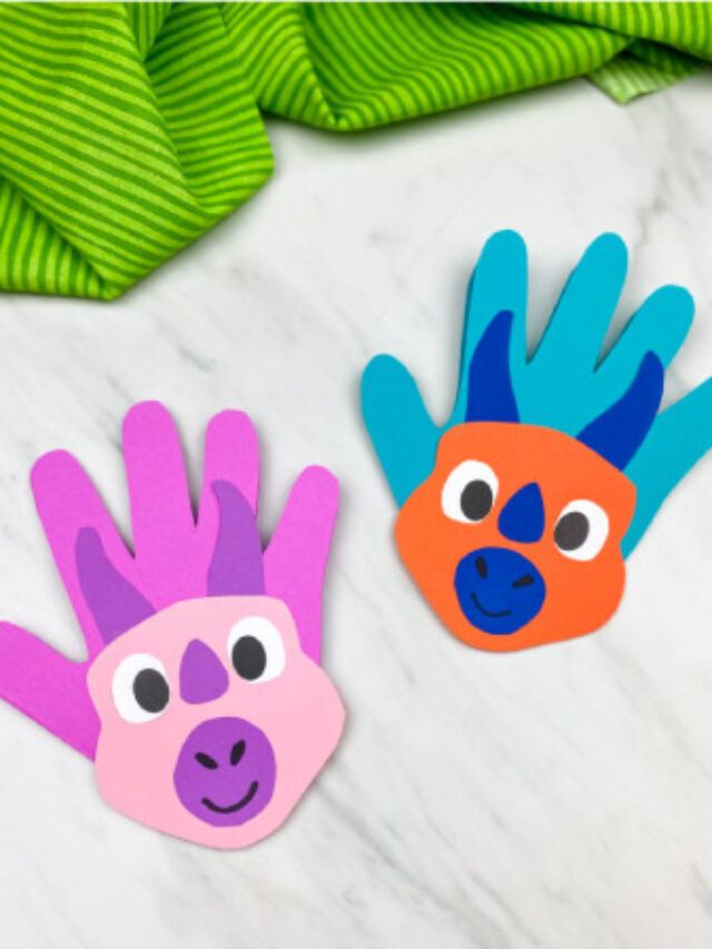Handprint Dinosaur Card Craft [Free Template] Story