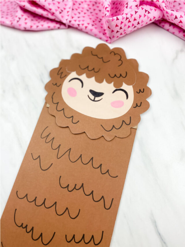 Cute Llama Paper Bag Puppet Craft [Free Template] Story